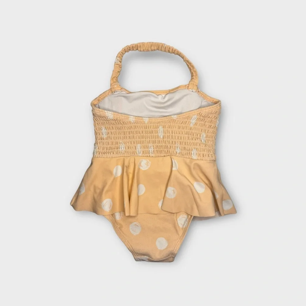 Jessica Simpson Peach Color Polka Dot Peplum Halter Swimsuit